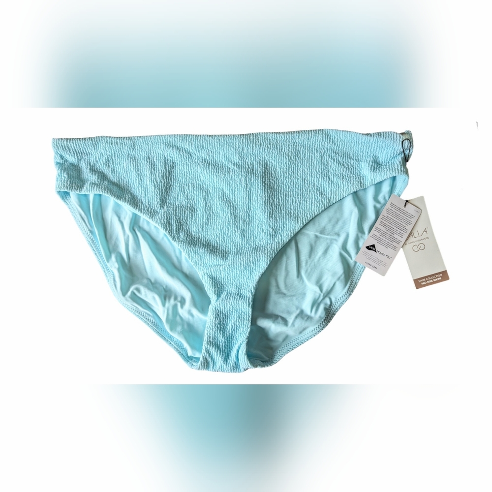 2/$30 NWT Calia Wide Band Bottom Ice Blue XL Women's Textured Mid Rise Bikini
